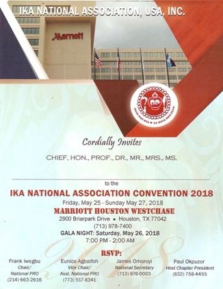 IKA NATIONAL ASSOCIATION USA NOW SET TO HOLD 2018 CONVENTION