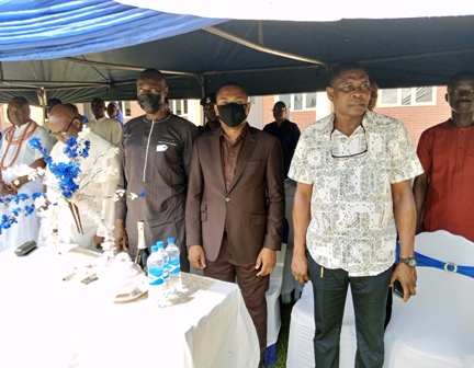 Rev.-Msgr.-Uzor-During-Opening-Prayer-scaled PRINCE EBEANO SUPERMARKET HANDS OVER 8 BLOCK OF CLASSROOMS, TO ST. COLUMBA'S GRAMMAR SCHOOL